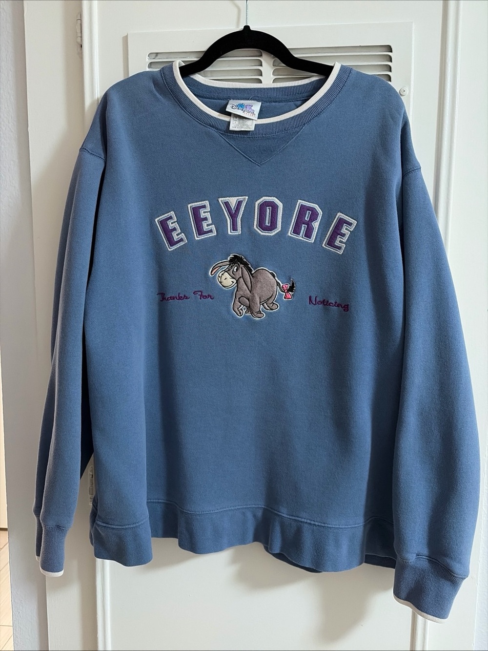 Disney Vintage Eeyore Embroidered Pullover Crewneck Sweater Blue Winnie the Pooh